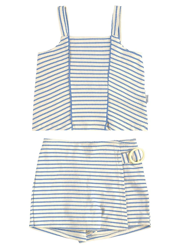 Malwee Kids - Conjunto Cropped Listrado com Fivela Azul 2