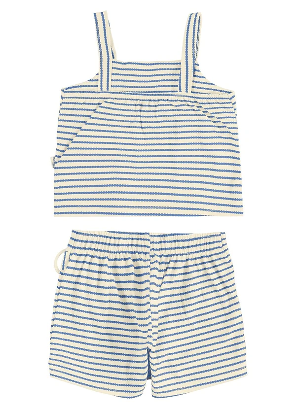 Malwee Kids - Conjunto Cropped Listrado com Fivela Azul 3