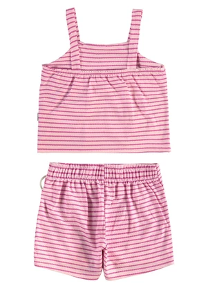 Malwee Kids - Conjunto Cropped Listrado com Fivela Rosa - MALWEE KIDS