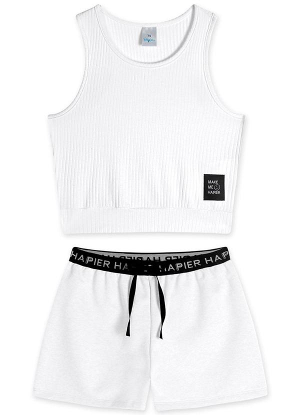 Hapier - Conjunto Cropped Moletom Juvenil Branco
