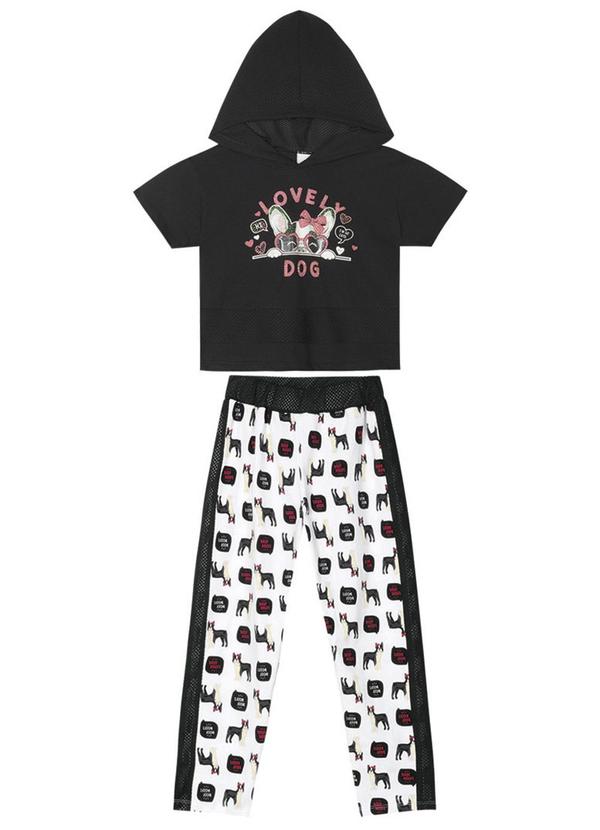 Marisol - Conjunto Curto com Capuz Menina Preto 1