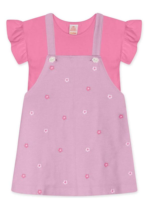 Marisol - Conjunto Curto com Salopete Infantil Rosa