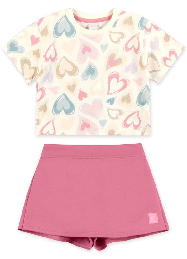 Marisol - Conjunto Curto Coração Infantil Bege