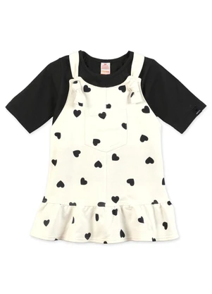 Marisol - Conjunto Curto Coração Infantil Preto - MARISOL