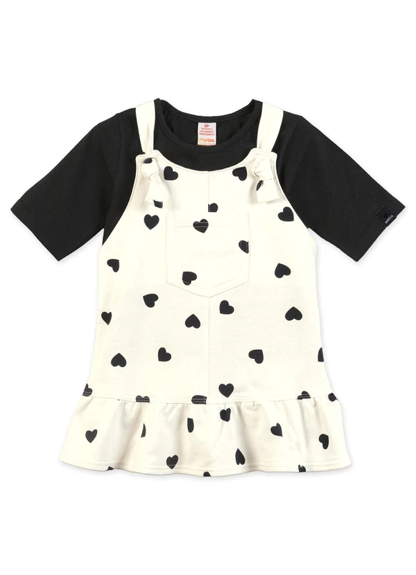 Marisol - Conjunto Curto Coração Infantil Preto