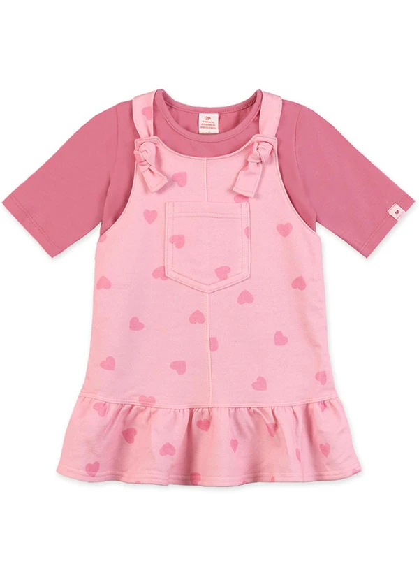 Marisol - Conjunto Curto Coração Infantil Rosa