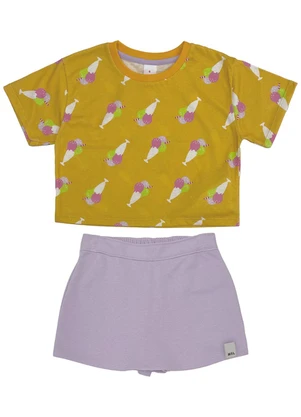 Marisol - Conjunto Curto Estampado Infantil Amarelo - MARISOL