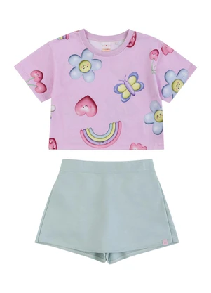 Conjunto Curto Estampado Menina Marisol (Lilas) - MARISOL