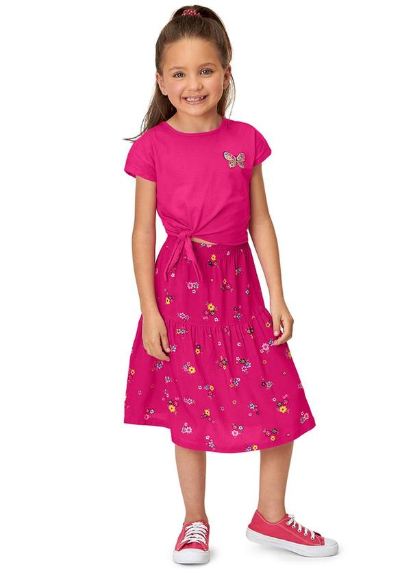 Marisol - Conjunto Curto Floral Menina Infantil Rosa