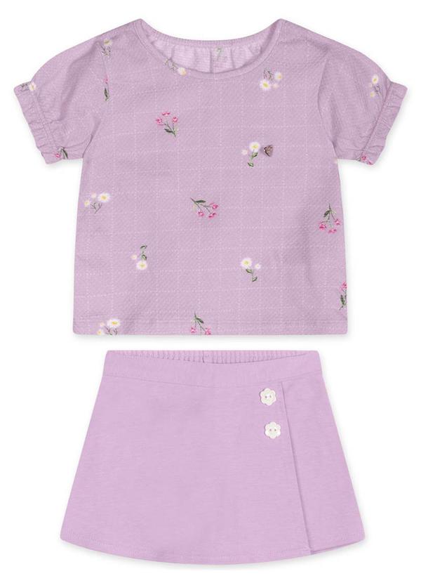 Marisol - Conjunto Curto Floral Infantil Feminino  Roxo