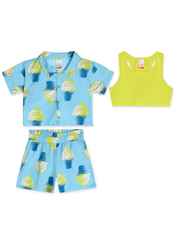 Marisol - Conjunto Curto Infantil Feminino Azul