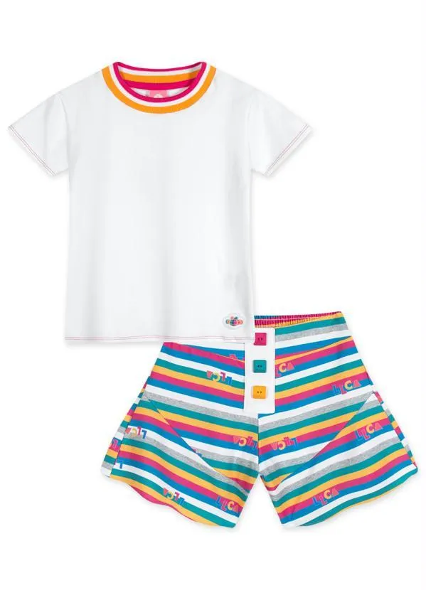 Lilica Ripilica - Conjunto Curto Infantil MeninaBranco