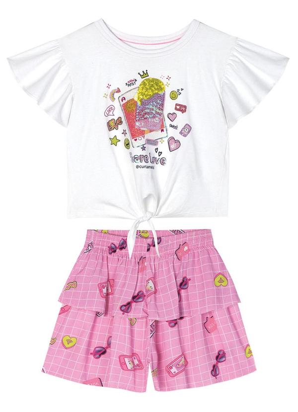 Marisol - Conjunto Curto Infantil Menina Branco