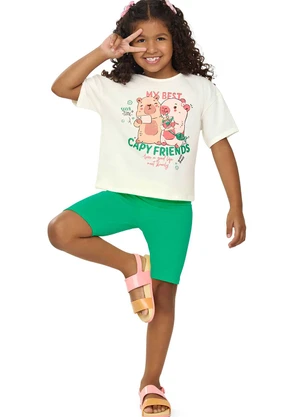 Elian - Conjunto Curto Infantil Menina Confortável Bege - ELIAN