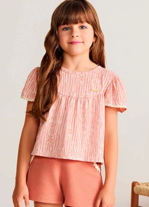 Colorittá - Conjunto Curto Infantil Menina Flor Rosa - COLORITTÁ
