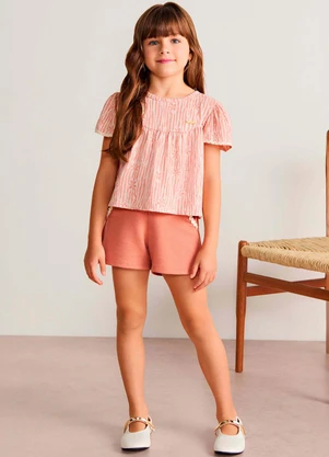 Colorittá - Conjunto Curto Infantil Menina Flor Rosa - COLORITTÁ