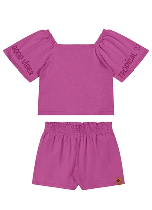 Elian - Conjunto Curto Infantil Menina Rosa - ELIAN