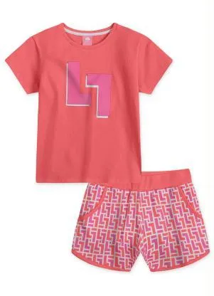 Lilica Ripilica - Conjunto Curto Malha Menina Laranja - LILICA RIPILICA