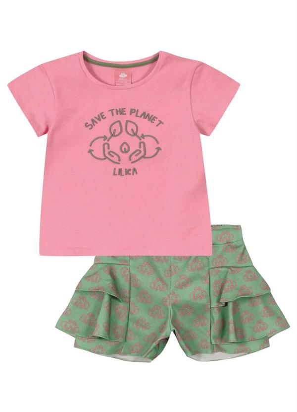 Lilica Ripilica - Conjunto Curto Malha Menina Rosa