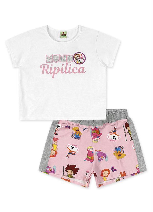 Lilica Ripilica - Conjunto Curto Menina Mundo Ripilica Branco