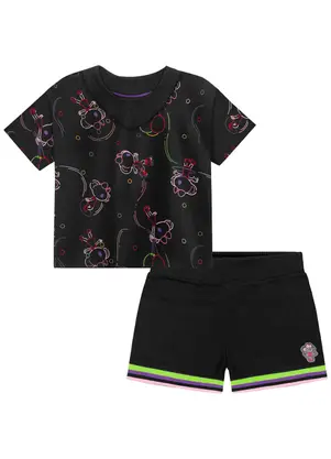 Lilica Ripilica - Conjunto Curto Moletom Menina Infantil Preto - LILICA RIPILICA