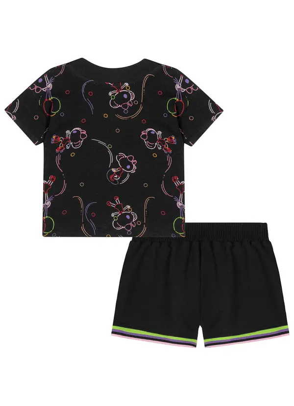 Lilica Ripilica - Conjunto Curto Moletom Menina Infantil Preto 3