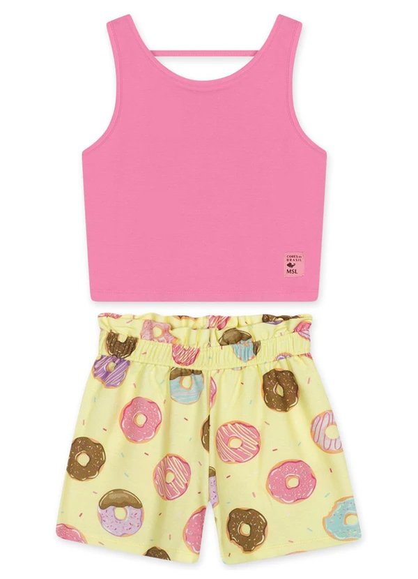 Marisol - Conjunto Curto Moletom Infantil Rosa