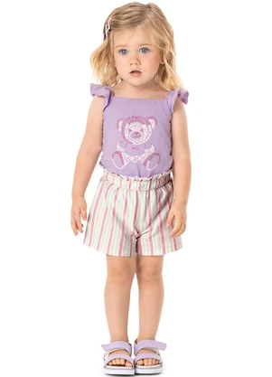 Marisol - Conjunto Curto Ursinho Infantil Lilas - MARISOL