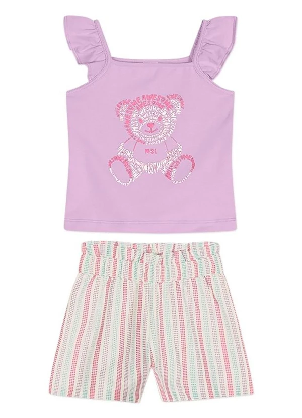 Marisol - Conjunto Curto Ursinho Infantil Lilas 2