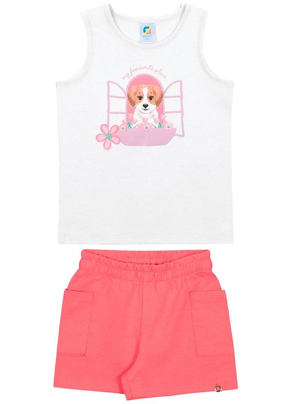 Alenice - Conjunto Cute Puppy Meninas Branco