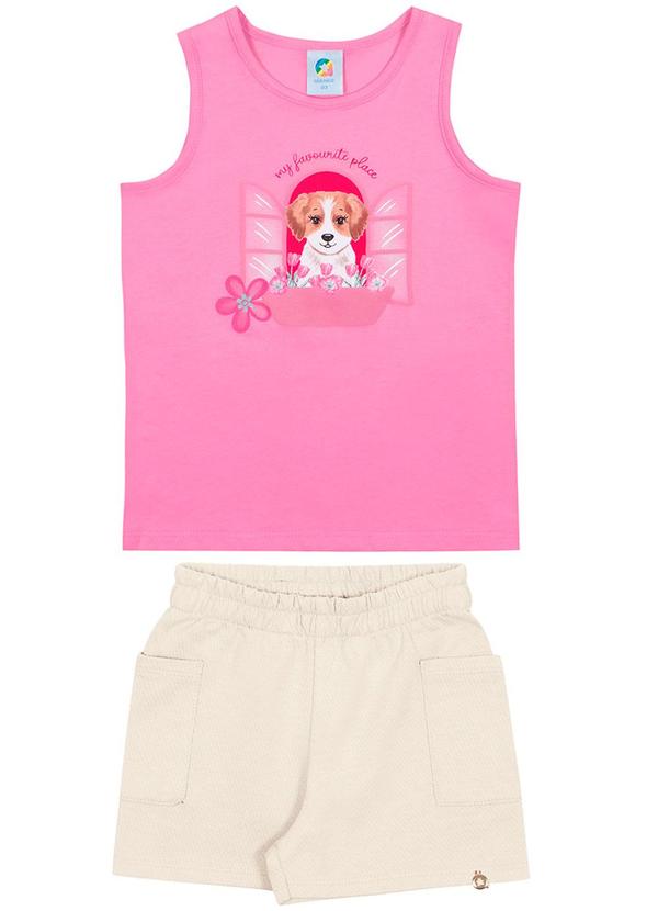 Alenice - Conjunto Cute Puppy Meninas Rosa