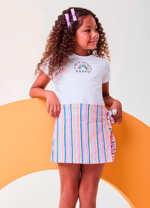 Bimbi - Conjunto de Arco-Íris com Amarração Rosa - BIMBI