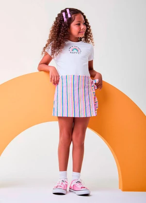 Bimbi - Conjunto de Arco-Íris com Amarração Rosa - BIMBI
