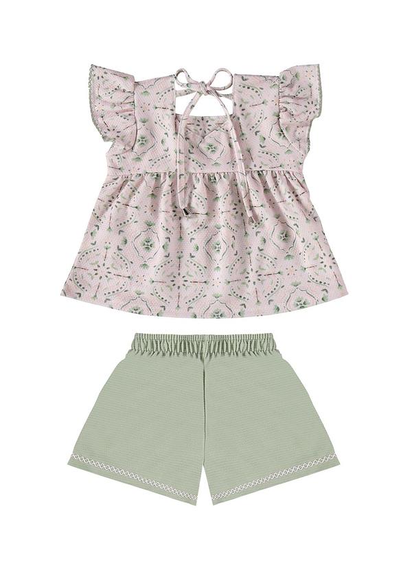Kiki - Conjunto de Blusa com Shorts Infantil Verde 4