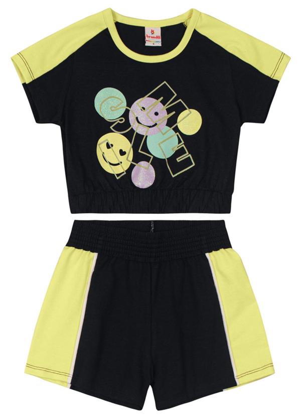 Brandili - Conjunto de Cotton Menina Preto