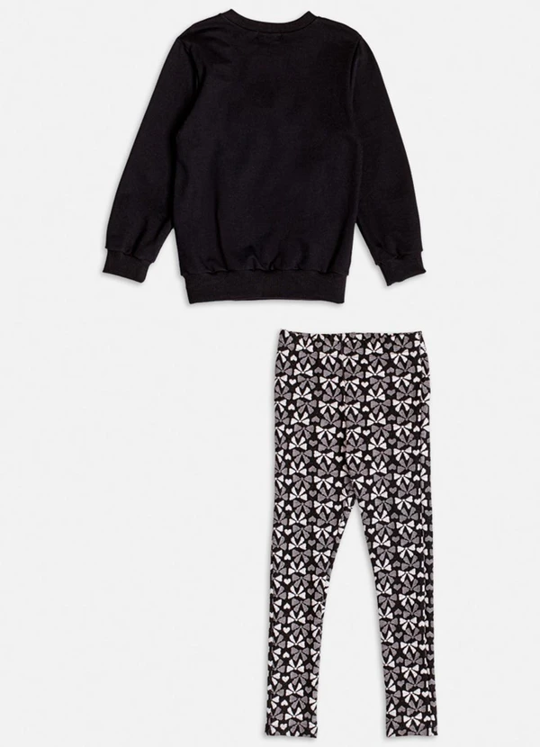 Momi - Conjunto de Jacquard com Laço de Moletom Preto 2