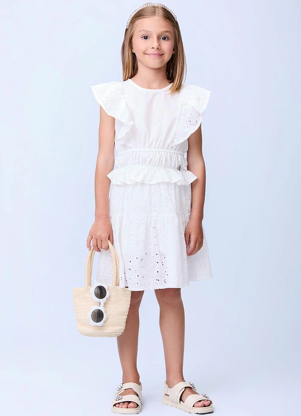 Momi - Conjunto de Laise com Babados Off White