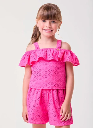 Bimbi - Conjunto de Laise Pink com Babado Rosa - BIMBI