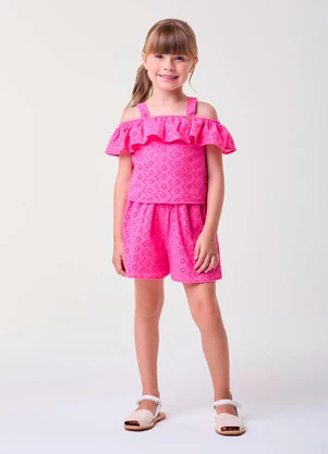 Bimbi - Conjunto de Laise Pink com Babado Rosa - BIMBI