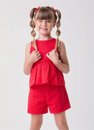 Bimbi - Conjunto de Laise Vermelho com Babado Vermelho - BIMBI