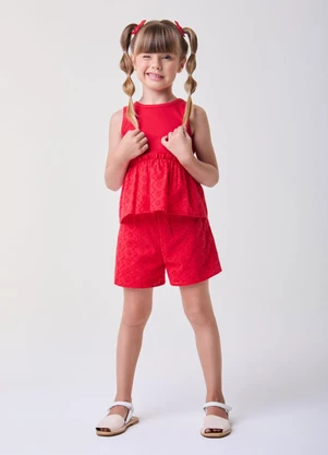 Bimbi - Conjunto de Laise Vermelho com Babado Vermelho - BIMBI