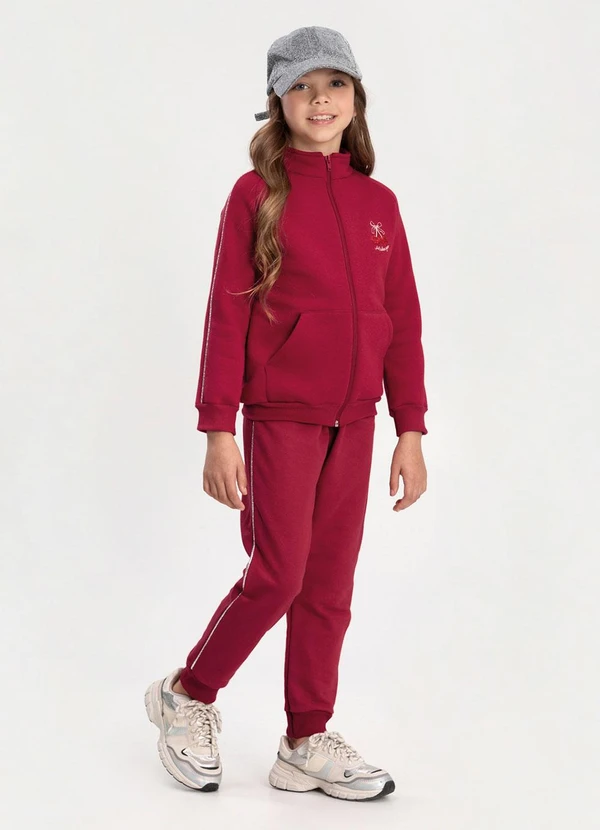 Alakazoo - Conjunto de Moletom com Calça e Jaqueta Vermelho