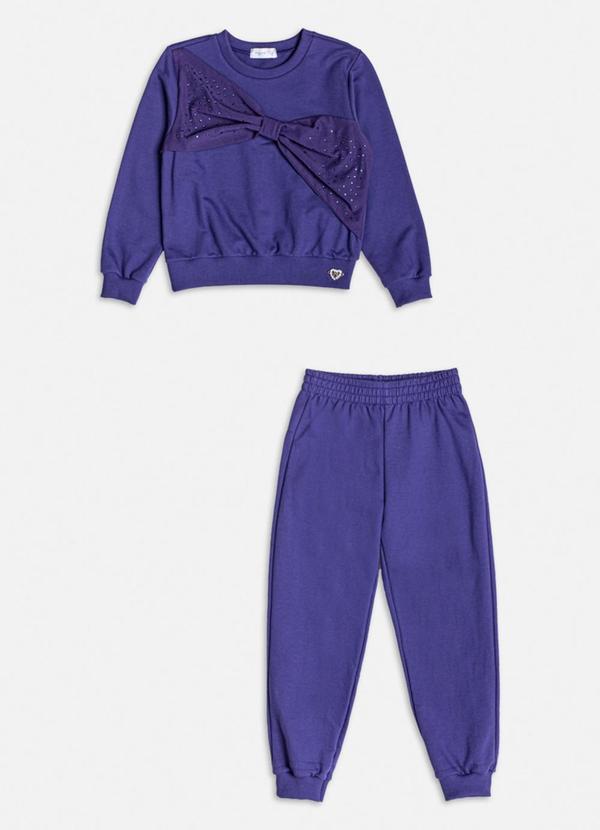 Momi - Conjunto de Moletom com Laço e Strass Azul