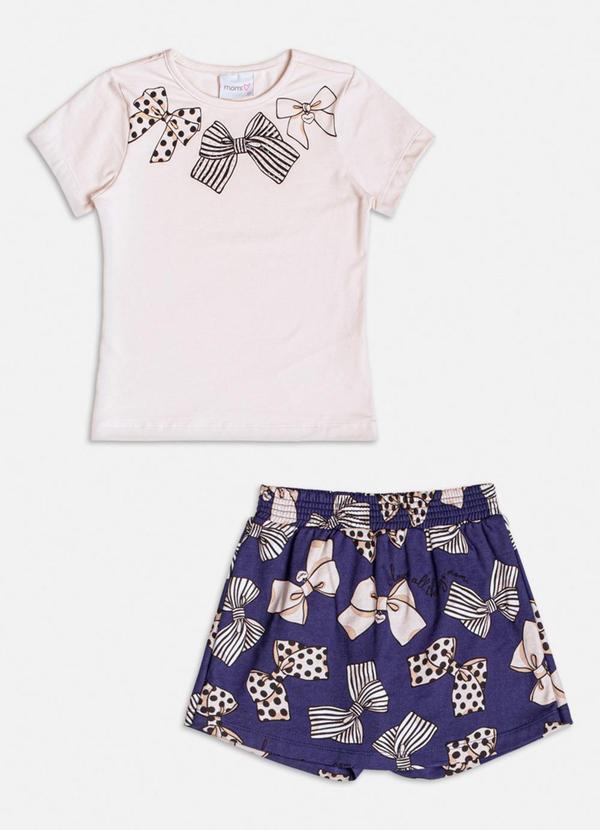 Momi - Conjunto de Moletom Marinho com Laços Bege