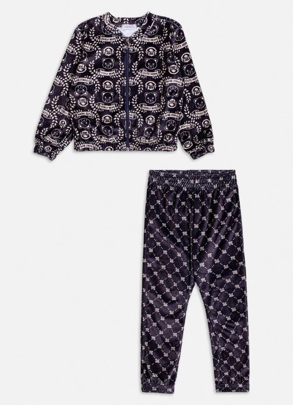 Momi - Conjunto de Plush com Estampa de Ursinhos Preto 3