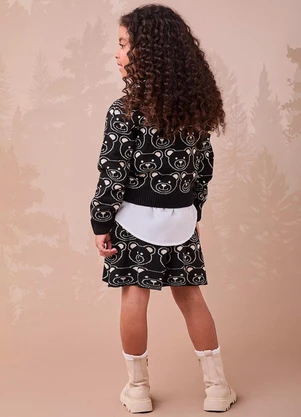 Momi - Conjunto de Tricot com Ursinhos Preto - MOMI