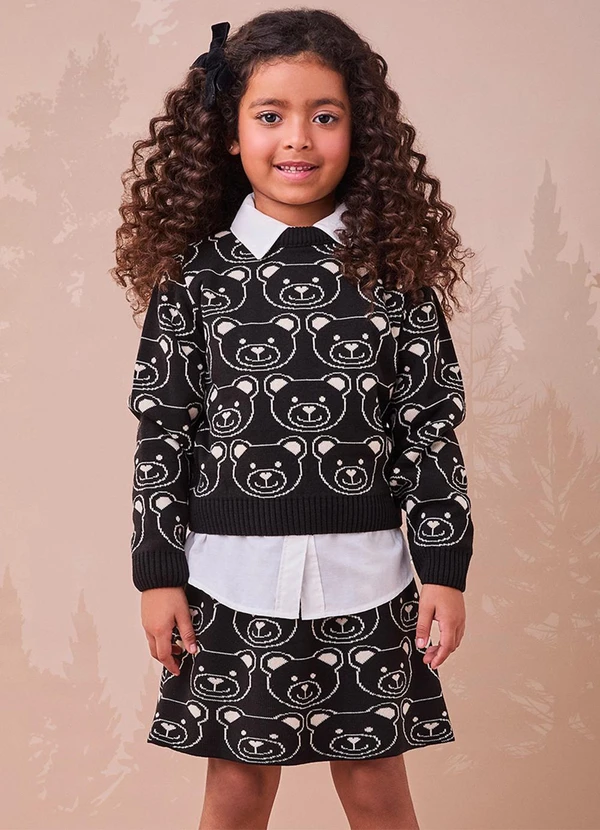 Momi - Conjunto de Tricot com Ursinhos Preto 3