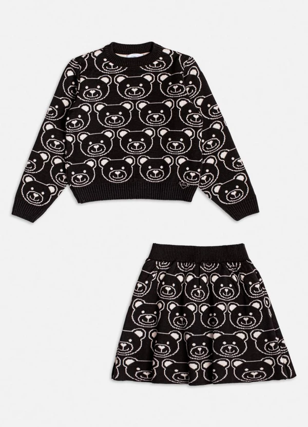 Momi - Conjunto de Tricot com Ursinhos Preto 4