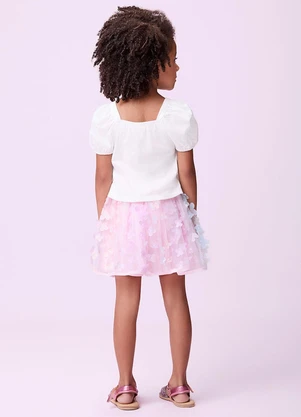 Momi - Conjunto de Tule com Flores 3d Branco - MOMI