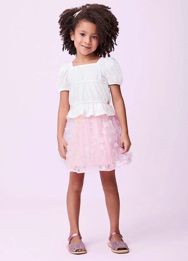 Momi - Conjunto de Tule com Flores 3d Branco 1